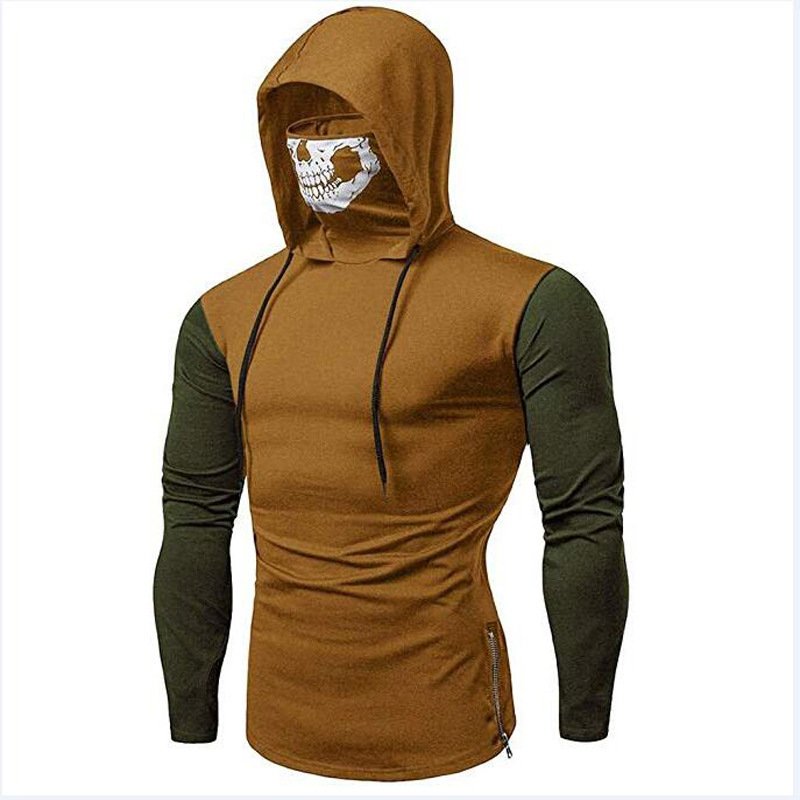 Long-sleeved T-shirt bulk goods, new cross-border products, plus size stitching hooded high neck mask