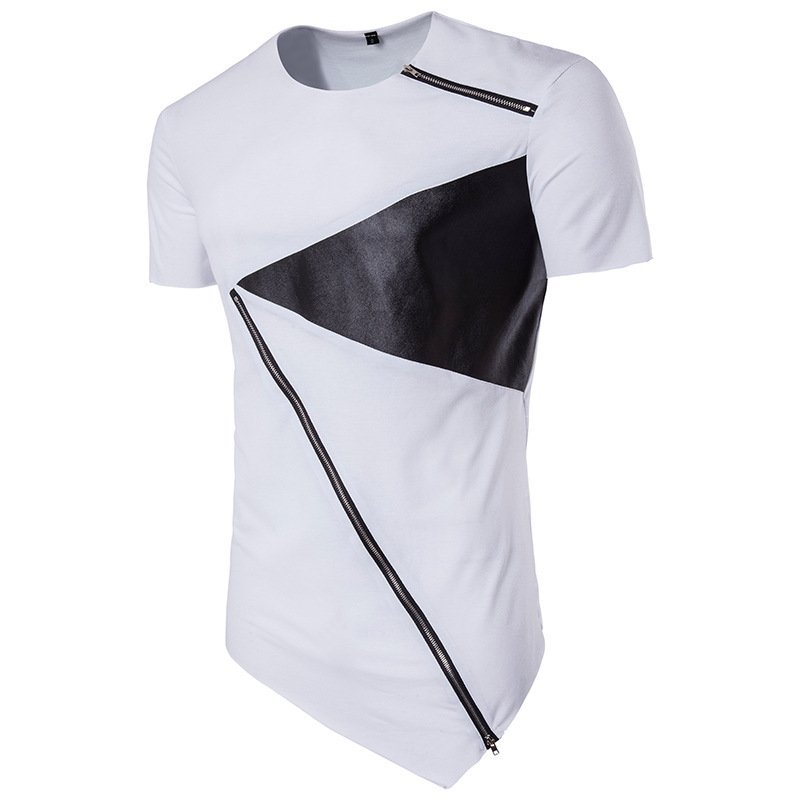 2021 summer new men's high street hip-hop round neck fashion personality hem short-sleeved T-shirt B107