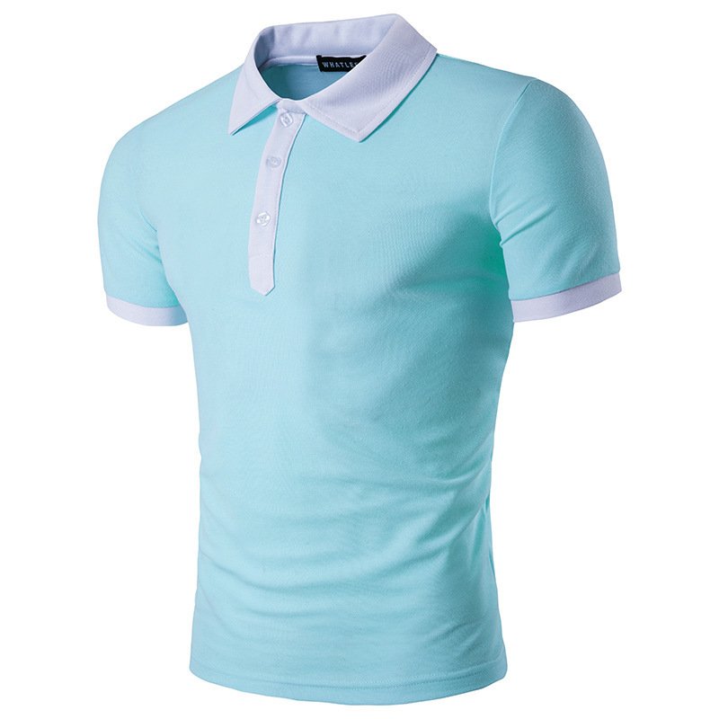 New source men's short-sleeved t-shirt polo shirt business version solid color for