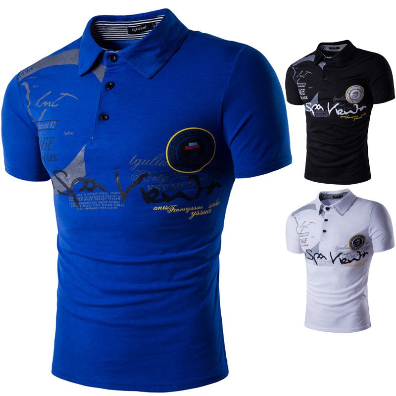 New summer men's lapel T-shirt POLO shirt foreign trade men's short-sleeved printing thin style running style