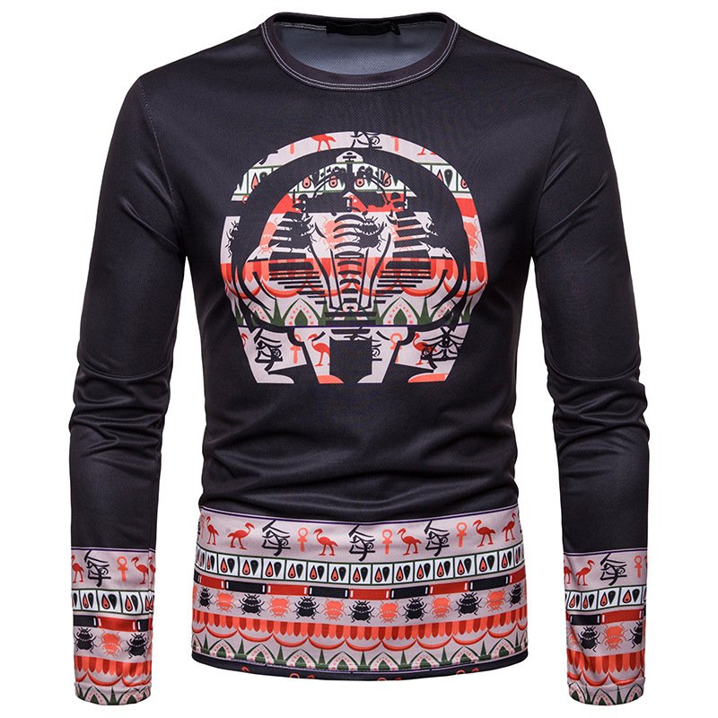 Cross-border e-commerce men's 3D cartoon character printing long-sleeved round neck T-shirt CT448