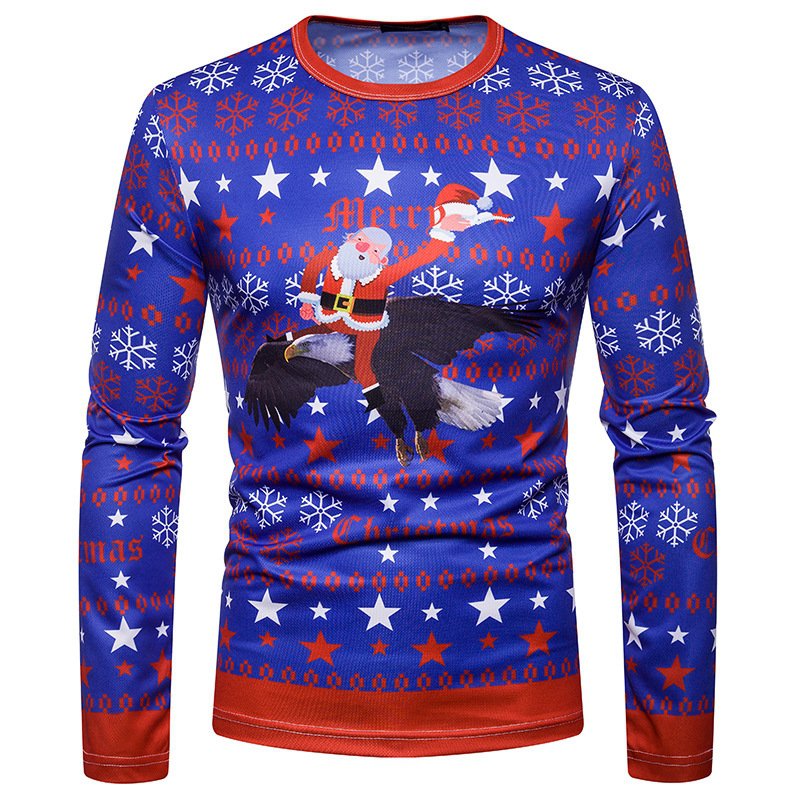 New 3D personality printing fashion men's Christmas Santa pattern long-sleeved T-shirt CT463