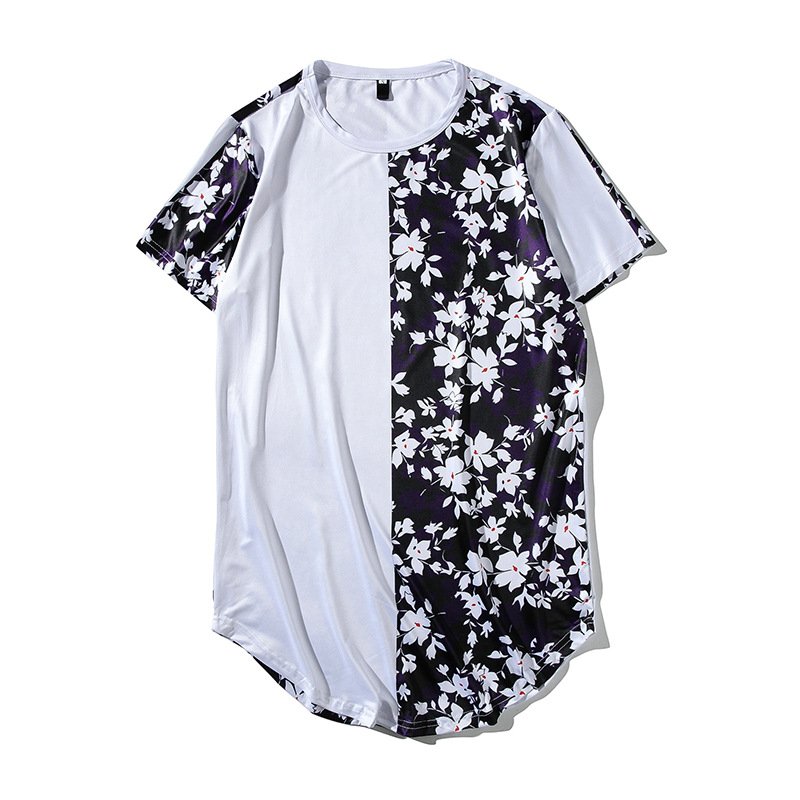 New men's tiled digital printing floral color matching short-sleeved hip-hop T-shirt T344