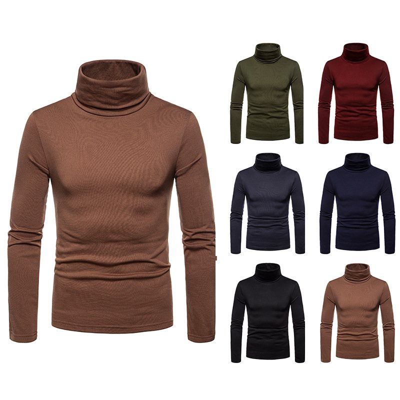 Cross-border men's plus size plus velvet warm high-neck long-sleeved T-shirt base shirt Q125